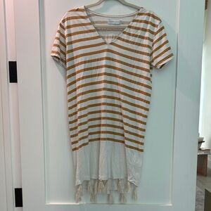 Sincerely Jules Yellow & White Striped V-Neck Dress